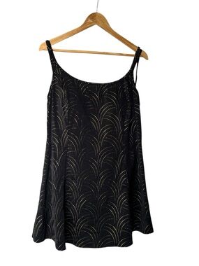 Croft & Barrow black and gold metallic one piece swimsuit dress